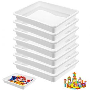 CYEER 20 Plateaux en Plastique Blanc 28x21x3cm, Bac d'Activit&eacute; Rectangulaire pour Enfants, Organisateur de Loisirs Cr&eacute;atifs pour &Eacute;cole et Maison, Plateau de Service pour Snacks et Go&ucirc;ter (CYEER, neuf)