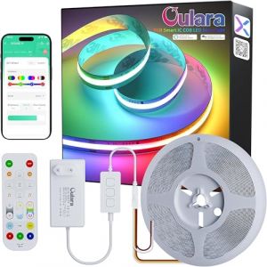 OULARA RGB Smart IC Ruban LED COB, 10M Couleur Chassant Flexible LED Bande, Adressable WS2811 RGB Strip avec APP Contrôle/Musique Mode, Fonctionne avec Alexa/Google pour les DIY Projets Fête/Maison (AQILUO-FR, neuf)