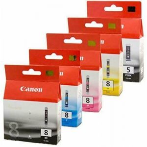 Canon PGI-5 CLI-8 Cartouches d'encre d'origine PGI-5BK CLI-8BK pour PIXMA ip4200, ip4300, ip4500, ip5300, M500, MP530, MP600, MP610, MP800, MP810, MP830, MP960 (Destock Cartouche, neuf)