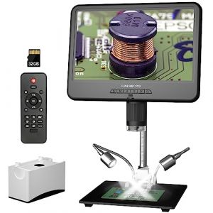LINKMICRO LM210 Microscope numérique LCD 25,8 cm avec vue complète pour pièces d'erreur, microscope à souder pour réparation électronique, loupe de pièces 260x avec lumières, [support de microscope de (LINKMICRO DIRECT, neuf)