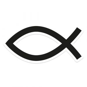 Ichthys Autocollant poisson pour voiture - 9 x 4,5 cm - Film de qualit&eacute; sup&eacute;rieure avec bordure contrast&eacute;e - Autocollant poisson chr&eacute;tien r&eacute;sistant aux intemp&eacute;ries - Noir, arc-en-ciel, bordeaux, blanc (Trevora Handel, neuf)
