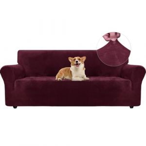 Ystyle Housse de Canap&eacute; en Velours, Housse de Canape 3 Places, Housse pour Canap&eacute; Extensible, Universelle Sofa Cover avec Accoudoirs, Protection Canap&eacute; Chat Chiens Griffures, Bordeaux (YSTYLE HOME, neuf)