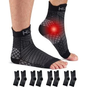 HUEGLO Attelle Cheville Sport pour Chevillère Entorse, 4 Paire Chaussettes de Contention Homme Femme Strapping Chevillere de Maintien Noir M (HUEGLO-FR, neuf)