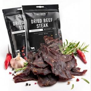 The Meat Makers Beef Jerky Steak Mix 200g | séché de bœuf séché – Steak séché de bœuf séché pour les personnes collation à la viande (Comfort_Care2, neuf)