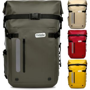 Ruqqle Sac étanche Polyvalent, Waterproof Dry Bag 20/30/45L, avec 3 Poches externes, Sac à Dos Confort imperméable idéal voyage Plage Mer Bateau Canoë Paddle Kayak Moto Randonnée Camping Pêche Loisirs (Ruqqle EU, neuf)