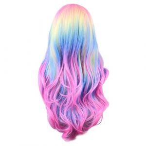 MRNHA Perruque Arc-En-Ciel Colorée, Perruque de Cosplay Européenne et Américaine, Perruque Du Festival Fantôme dans la Frange, Simulation Du Cuir Chevelu, Perruque Du Festival Fantôme (guofengdianzi, neuf)