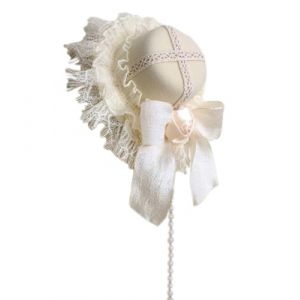 XAGMODSHN Petit chapeau, ruban en dentelle pour femme, accessoire pour cosplay, perles &eacute;l&eacute;gantes, rose (miaohongzhi, neuf)