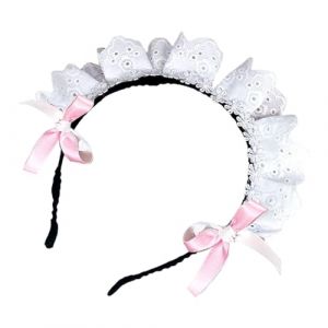 Bandeau &agrave; cheveux avec n&oelig;uds en dentelle pour femme de chambre Anime Jeu de r&ocirc;le Bandeau avec n&oelig;ud pour tenue d&eacute;contract&eacute;e ou costume (guangzhoubocikejiyouxiangongsi, neuf)