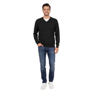 Marenza Col en V pour Homme &agrave; Manches Longues en Cachemire en Soie fabriqu&eacute;e en Italie, Anthracite, XXL (Bo.MA., neuf)