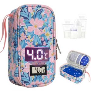 YOUSHARES Sac Isotherme Lait Maternel avec Poches de Gel, Glaci&egrave;re Lait Maternel Biberon avec Affichage de la Temp&eacute;rature pour Voyages Conservation Lait Maternel（Fleurs Roses） (Heartorigin-FR Direct, neuf)