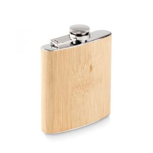 Flasque &ndash; Flasque Alcool Whisky &ndash; Hip Flask &ndash; Acier Inoxydable (175 ml &ndash; Bambou) (Begoon, neuf)