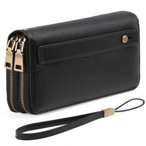 GAEKEAO Portefeuille Femme Grand, Porte Feuille Feminin Cuir V&eacute;g&eacute;talien Double Fermeture &agrave; Glissi&egrave;re, RFID Porte chequier, avec Multiples Poches Portefeuilles et Porte-Cartes Idee Cadeau Femmes (GZPEIY, neuf)