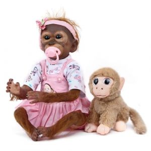 LKBOBIRB&eacute;b&eacute; Reborn 50cm 20 Pouces R&eacute;aliste Reborn Poup&eacute;e Singes Silicone Bebe Reborn Gar&ccedil;ons Filles Cadeaux de Vacances pour Nouveaux b&eacute;b&eacute;s (Rose) (111TYR, neuf)