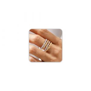 WATEFOER Bagues Empilables en Or et Argent pour Femme, Bagues en Zircon Cubique plaqu&eacute;es or 18K, Anneaux Multi-Maillons Connect&eacute;s, Bague d'&eacute;ternit&eacute; Imbriqu&eacute;e Cadeaux Originaux (6) (WATEFOER, neuf)