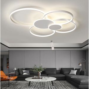 Hsyyz Plafonnier LED,Lumi&egrave;res du Salon Dimmable Plafonnier de Salon avec T&eacute;l&eacute;commande Moderne Cr&eacute;atif Design M&eacute;tal Acrylique Plafond Lampe,Int&eacute;rieur &Eacute;clairage de plafond (Blanc, 100cm/96W) (juchaoshangmao, neuf)