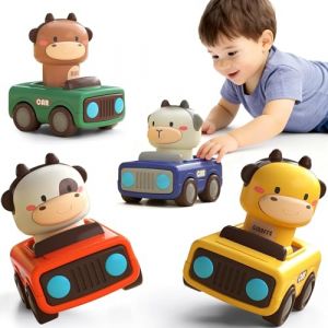 Neuytiky Petite Voiture Enfant 1 2 3 Ans, Lot de 4 Voiture Jouet Bebe 1 an,Jouets Friction V&eacute;hicules,Animaux Mignons Camion Jouet, Excellent Cadeau pour No&euml;l, Les Anniversaires et Autres Occasions (SIA THE REAL OUTLET, neuf)
