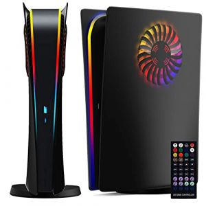 ElitePlay Façade numérique PS5 noire avec lumières LED et grilles d'aération de rechange pour Playstation 5 Digital Edition (ElitePlay, neuf)