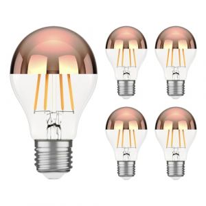 ledscom.de 5 ampoules LED E27, A60, blanc chaud (2600 K), 7,5 W, 839lm, miroir de tête (or rose) (LEDs Com GmbH, neuf)