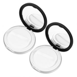 TOPPERFUN 2 Pièces boîte à poudre vide récipient de maquillage bouffée petit vide pour le maquillage conteneur de fondation de voyage étui à poudre compacte vide Plastique Noir (Linuya, neuf)