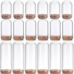 SUNNYCLUE 12 pcs Cloche Cloche Bocal Vitrine D&ocirc;me D'Affichage en Verre avec Base en Bois 1.44/1.75/2.82 pouces Petits Pots en Verre Bouteilles D'Affichage Pots D&eacute;coratifs pour Coquilles de Stockage de (SUNNYCLUE  FR, neuf)