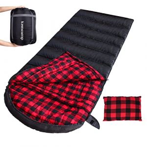 KeenCamp Sac de Couchage Adultes Hiver, Sac Couchage Grand Froid 3-4 Saisons avec Fermeture Éclair Droite, Extra Large et Plus Grand, pour Camping Voyages Chasse et d'autres Activités de Plein Air (KEENCAMP, neuf)