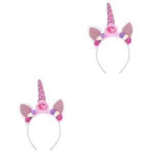 Didiseaon 2 Pièces bandeau licorne -tête corne à paillettes bandeau arc-en-ciel Couvre-chef Licorne tête bandana bandeaux de cosplay bandeau cosplay licorne bande de cheveux maille rose (Merkowski, neuf)
