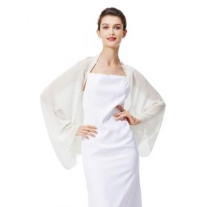 BEAUTELICATE Cardigan Bol&eacute;ro En Mousseline De Soie Couverture Veste &agrave; Manche Transparent Grande Taille De Femme Mari&eacute;e Soir&eacute;e Mariage C&eacute;r&eacute;monie D&rsquo;&eacute;t&eacute;(Taille unique,Ivoire) (BEAUTELICATE-FR, neuf)