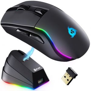 KLIM Blaze Y - Souris Gamer sans Fil RGB Rechargeable avec Station de Charge - Nouveauté - Capteur Haute Précision avec Batterie Longue Durée -Jusqu'à 6000 DPI - Souris Filaire et sans Fil (KLIM Technologies France, neuf)