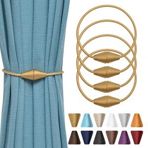 Pretty Jolly Lot de 4 embrasses de rideaux magn&eacute;tiques am&eacute;lior&eacute;es faites &agrave; la main en corde tiss&eacute;e - Embrasses d&eacute;coratives pratiques en forme de c&ocirc;ne pour rideaux de maison et bureau fen&ecirc;tre draperie (PrettyJolly, neuf)