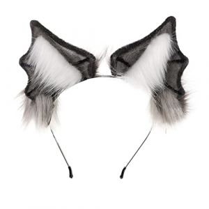 Veemoon Bandeau diable chauve-souris halloween hallowen -t&ecirc;te oreille de chauve-souris bandeaux de dessins anim&eacute;s bandeaux d'oreille d'animal coiffe d'horreur cosplay Peluche Grey (Quiet Window, neuf)