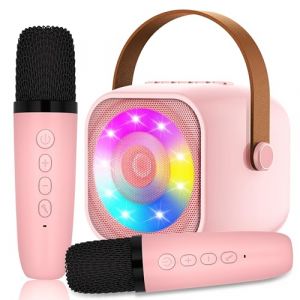Karaoke Enfant avec 2 Microphones, Microphone Karaok&eacute; sans Fil, Haut-Parleur Bluetooth avec Micro, Jouet de Machine Karaok&eacute; avec LED Lumi&egrave;re pour Enfant Adulte Fille Cadeau Chanter (TOP SELLER FR, neuf)