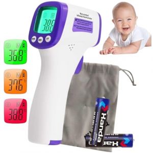 Thermomètre Infrarouge Sans Contact Bébé & Adulte – Thermomètre Front Digital Professionnel, Mesure Fièvre Instantanée, Écran LCD Rétroéclairé, Mémoire– Rapide & Précis - sac-piles-notice en Français (AILTEQ-FRANCE, neuf)
