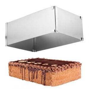 Cadre à Gâteau - Moule Réglable 28-53 x 18-32 x 10 cm - Acier Inoxydable - avec Séparateur, Cuisson Uniforme et Gâteaux à Étages - Idéal pour Pâtisserie et Desserts (Argent) (Dandestore, neuf)