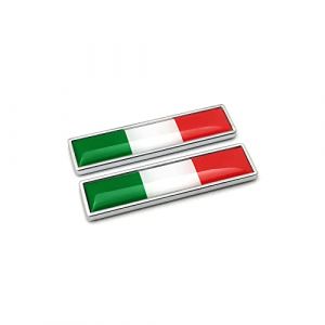 PTDecals Ensemble de 2 pcs Voiture en métal de Drapeau de l'Italie Signe des Autocollants emblème 3D emblème National IT Drapeau Drapeau Tricolore des décalcomanies Graphiques, Taille 58mm * 14mm (PTDecalsEU, neuf)