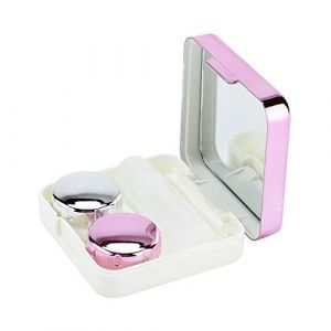 5 couleurs Mini boîte conteneur porte-lentilles de Portable Mini mignon Kit de voyage pour lentilles de adapté à la maison et aux voyages(02# Rose Rouge) (Xinjier-EU, neuf)