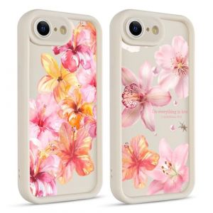 Coiwxmoi 2 Pi&egrave;ces Coque pour iPhone 16e/SE 4/SE 2025, &Eacute;t&eacute; Aesthetic Fleur Hibiscus Flower Mignon Motif Design &Eacute;tui pour Femmes Fille,Silicone Housse Protecteur Cover Case pour iPhoneSE 4 6,1",Color&eacute;es (TERRA NOVA DISTRIBUTORS, neuf)