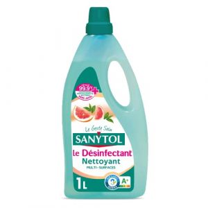 Sanytol - Désinfectant Nettoyant Multi-Usages Sols et Surfaces - Parfum Pamplemousse et sel Marin - 1 L - Bactéricide, Virucide, Fongicide - Sans Javel, Air Label Score A+ (Na2s, neuf)