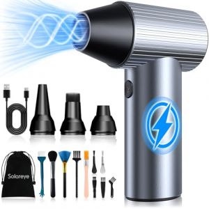 Solareye Souffleur Air Comprimé, 300000 TR/Min de Pulvérisation d’Air Comprimé avec Batterie 75000mAh, Soufflette Voiture, Bombe Air Sec pour Clavier, Électronique, Air Comprimé Nettoyage PC (Solareye Direct, neuf)