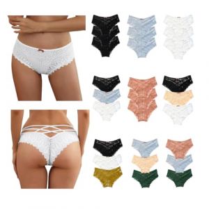 Dasongff 3 Pcs Culotte en Dentelle pour Femmes, Lot String Femme Sexy Chic, Slip Sexy Coquine Hot Tanga, sous-Vêtements Doux Taille Basse Culottes Pas Cher Ficelle Strings Shorty Feminins (ELECTRI, neuf)