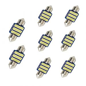 SIGANDG Ampoule LED voiture,8pc,31mm,500 lumens,2 watts lumens,21MSD,12 V Eclairage intérieur à LED,LED voiture,C5W LED,Xénon,Plug and Play,Plafonnier de voiture à LED,Blanc (SIGANDG Store, neuf)
