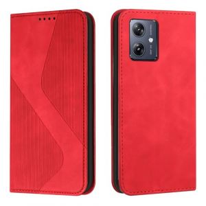 Mo-Somnus Coque pour Motorola Moto G14, Housse en Cuir Moto G14, Cuir Portefeuille Housse avec Magn&eacute;tique Flip &Eacute;tui &agrave; Rabat Case Etui Motorola G14 (Rouge) (Mo-Beauty EU Store, neuf)