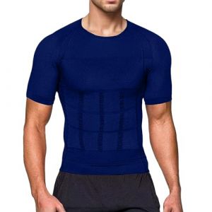 Gaine Ventre Plat Homme T-Shirt Compression Debardeur Amincissant Haut Power Fit sous-V&ecirc;tements De Sport Shape Vest Gainant D&eacute;bardeur Tshirt Tee Shirt Amincissante Corset (ZJsz, neuf)