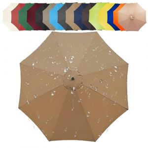 Toile De Rechange pour Parasol 200/250/270/300/350 CM + 6/8 Baleines Toile De Parasol Déporté, Auvent De Rechange pour Parasol De Terrasse(Khaki,8 Ribs: 300CM/9.8FT) (昌海商贸, neuf)