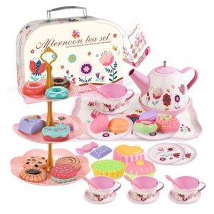 JurciCat 46 Pi&egrave;ces Service a The Enfant pour Enfants avec Accessoires De Cuisine Valise pour Desserts Tasses Assiettes Et Accessoires Service &agrave; Th&eacute; Complet pour Cadeau Jouets Filles 3 &agrave; 9 Ans (yongziyi, neuf)