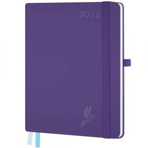 FEKSINO Agenda Semainier 2026 - Format A4-28,6 x 21 cm - 12 mois (janvier 2026-d&eacute;cembre 2026),1 semaine sur 2 pages,Couverture Souple en PU Cuir, Papier 100 g/m&sup2;, Pourpre (FEKSINO Direct, neuf)