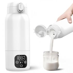 Chauffe Biberon Nomade de 500ml, Chauffe-Biberon Portable Sans Fil avec &eacute;cran LCD Chauffe Eau Portable Voiture avec 11000 mAh pour Lait Maternel, Chauffage Rapide, Temp&eacute;rature R&eacute;glable de 35&deg;C &agrave; 70&deg;C (FUNRPETA S.R.L., neuf)
