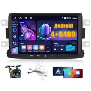 Fuluku Autoradio Android 4+64G pour Renault Dacia Duster Sandero Dokker Logan Lodgy Captur Carplay sans Fil et Android Auto, &Eacute;cran Tactile IPS 8''Bluetooth 5.0/GPS/Cam&eacute;ra de Recul/FM/WiFi/SWC (Fuluku Direct, neuf)