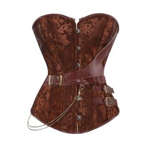 Generisch Corset gothique en cuir synth&eacute;tique pour femme - Style vintage - Pour cosplay, f&ecirc;te, carnaval, sous la poitrine, marron, S (lixinrui-tushu, neuf)