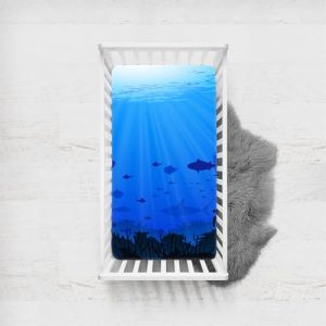 Morbuy Draps Housses pour Lit Bébé, Océan Bleu Imprimé Drap Housse Lit Bebe, Doux pour la Peau Fibre Ultrafine Drap, pour Berceau, Couffin et Nacelle Housse Matelas (Poisson,45x90cm) (Morbuy, neuf)