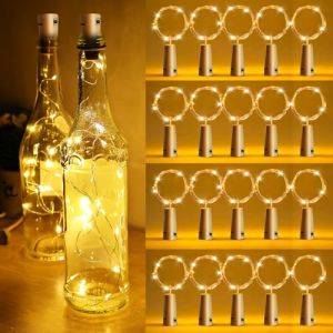 GOEDCH LED Bouteille Guirlande Li&egrave;ge Lampes: 20 Pi&egrave;ces 2M 20 Blanc Chaud Lampes de Bouteille, LED Bouchon Bottle Light &Eacute;tanche Fil D'argent Flexible D&eacute;coration pour pour Mariage, Party, DIY, No&euml;l (ALL THE MONEY CAN BUY S.R.L., neuf)